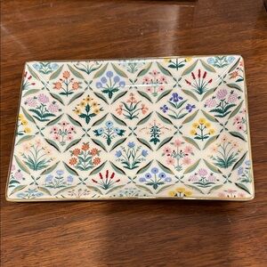 Rifle Paper Co. Elegant floral gold rimmed tray.  Soap dish or trinket dish.